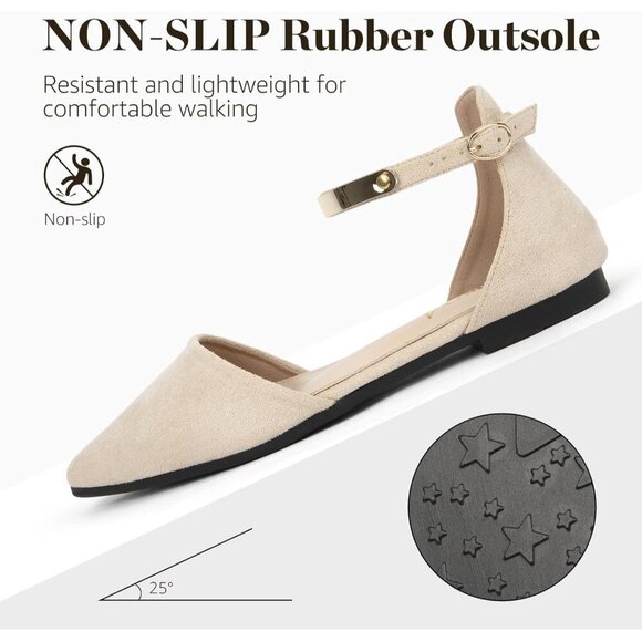 🆕Women Apricot Faux Suede Rhinestone Pointed Toe Bowknot Comfort Ballet Flats - Picture 4 of 7